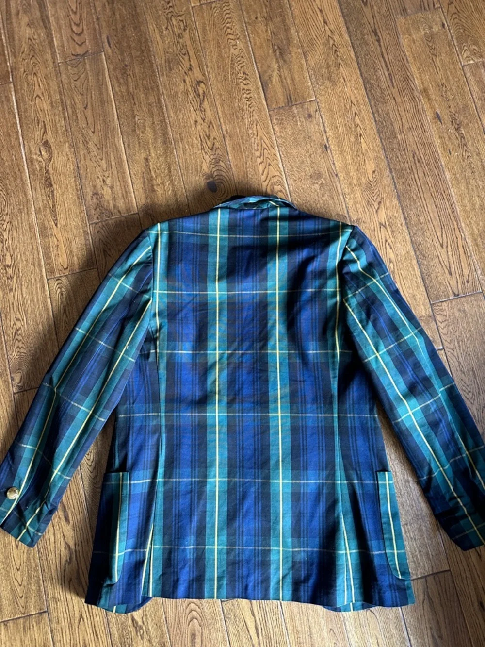 Rowing Blazers plaid Navy & Green Blazer with Gold Buttons sz 38 - Picture 4 of 4